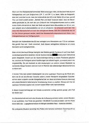 Auszug Schreiben Gegenseite Mauerstärken Trick