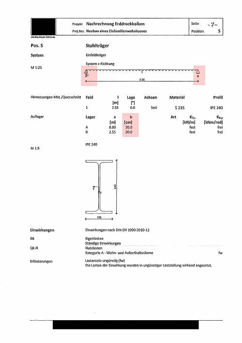 Manipulierte Statik: Decken- und Bodendicken 20 cm